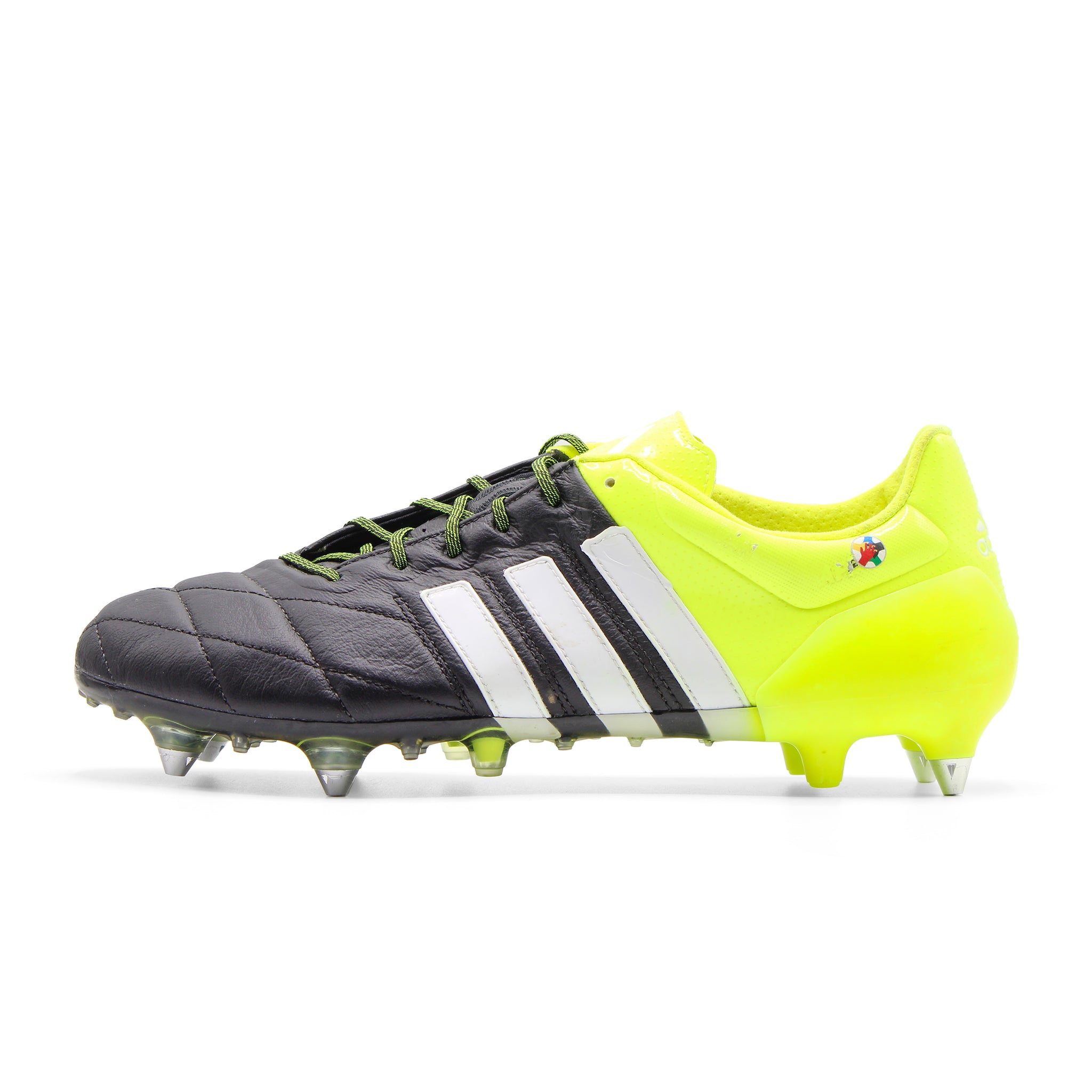 Adidas Ace 15.1 Leather SG Black/ Volt/ White B32813 Adidas Ace 15.1 Leather SG Black/ Volt/ White B32813